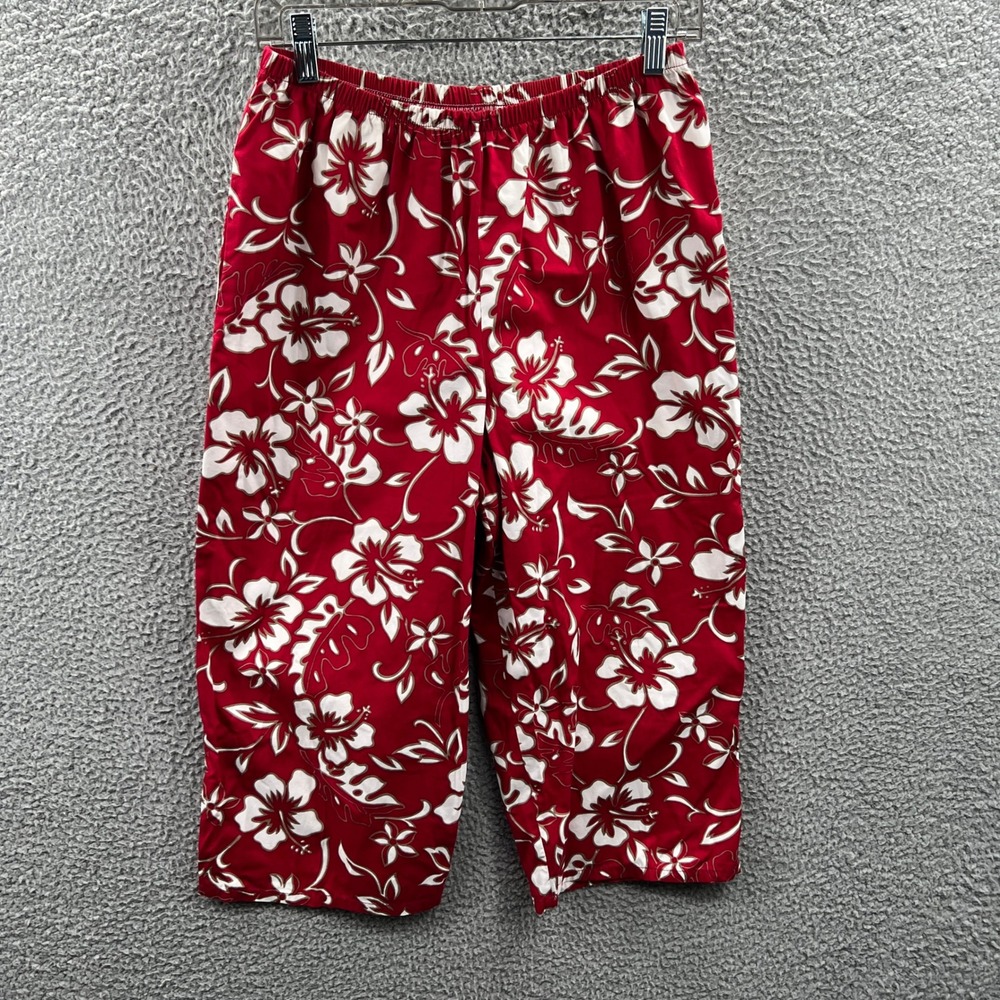 Vintage Hilo Hattie Womens Hawaiian Capri Pants M Aloha Tropical Made Hawaii